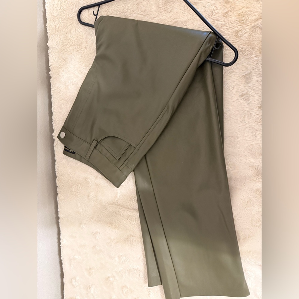 Olive Green Leather Pants